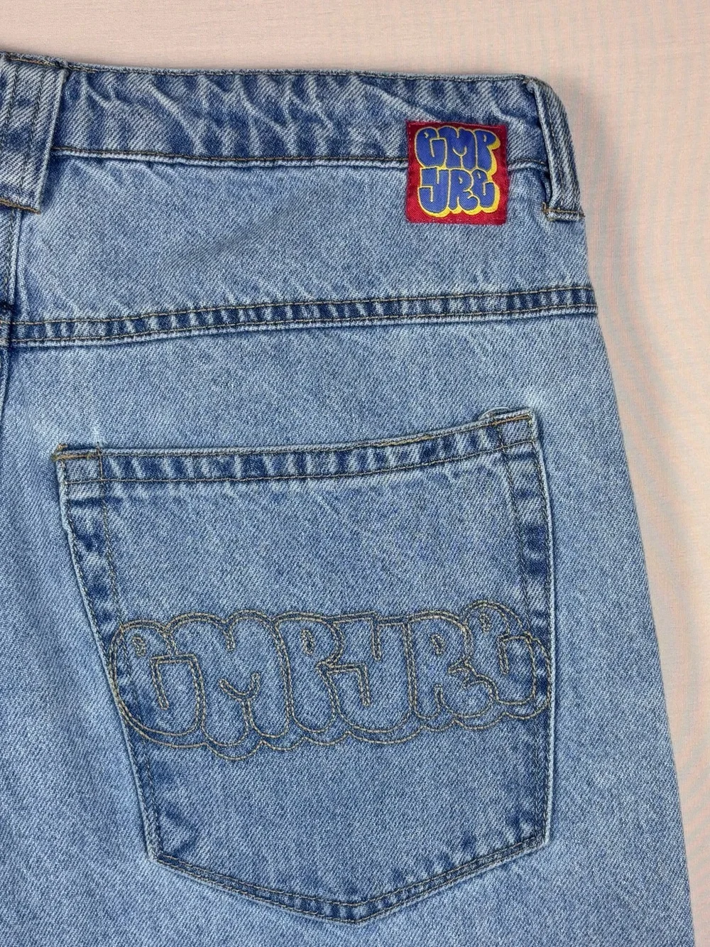 Empyre Baggy Light Wash Jeans Y2K Skate Wide Leg Embroidered Men’s 30